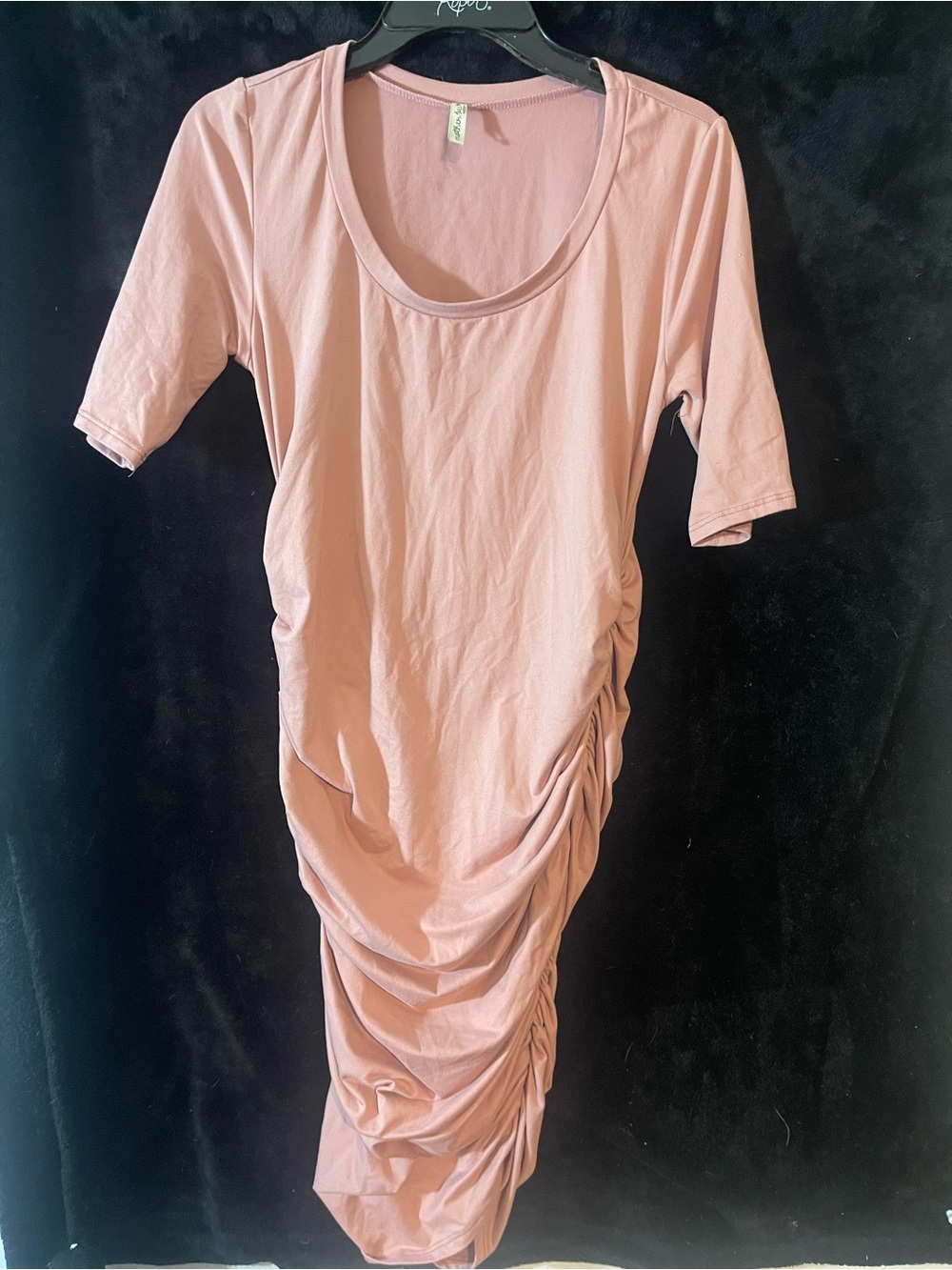 Dusty Rose Ruched Maternity Dress by mother bee maternity, size M